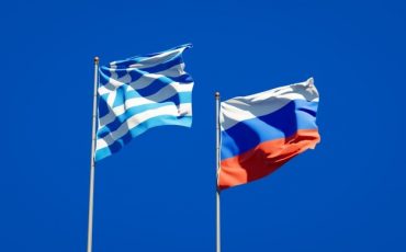 beautiful national state flags of greece and russia together on blue sky 3d artwork 337817 4537