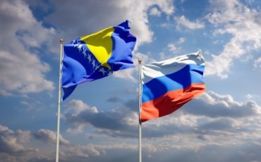 beautiful national state flags of russia and bosnia and herzegovina together on blue sky 3d artwork 337817 4549