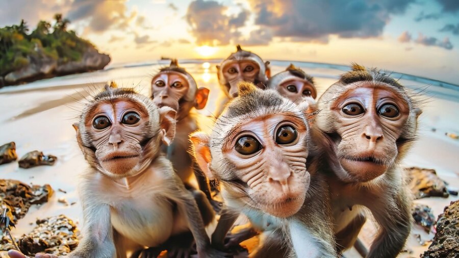 group monkeys standing each other showcasing their social behavior communication within troop 331695 32303